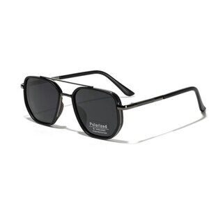 Black‎ & Gun Metal Gray (Black Lens) Polarized Aviator Sunglasses (BRAND-NEW)